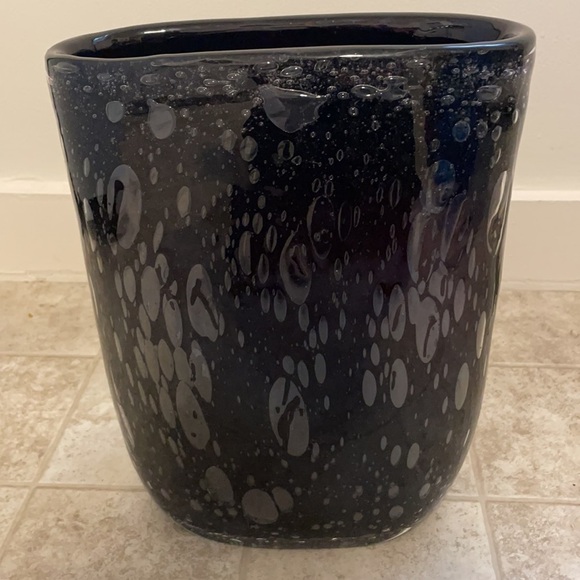 Host Pick🌟 Vetro Artistico Murano Bubble Black Oval Talk Glass Vase OOAK - Picture 4 of 8